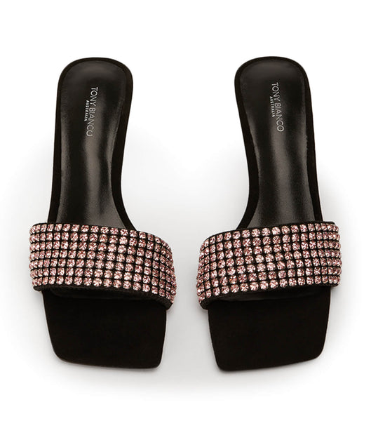 Pink / Black Tony Bianco Amos Pink Crystal/Black Suede 6.5cm Low Heels | ILCIF73730
