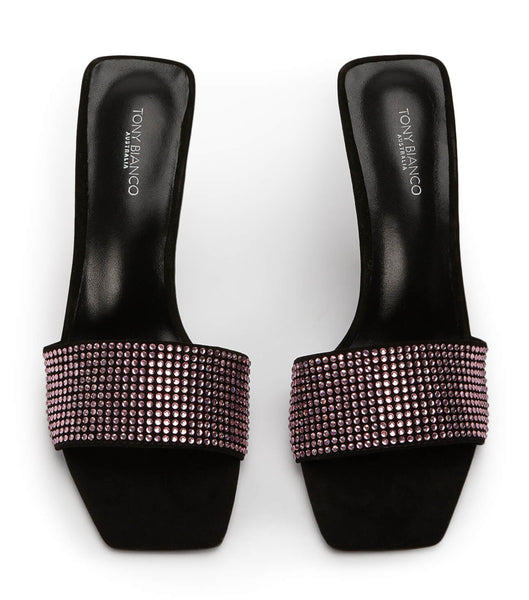 Pink / Black Tony Bianco Naomi Pink Crystal/Black Suede 10.5cm Bling Heels | ZILMJ90071