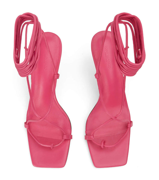 Pink Tony Bianco Clarity Acid Pink 8.5cm Strappy Heels | AILWC65777