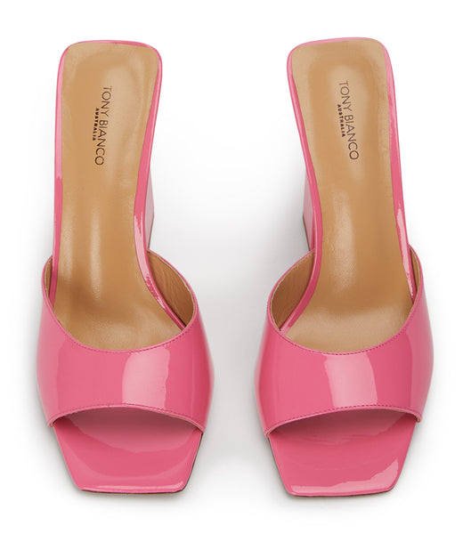 Pink Tony Bianco Naja Flamingo Patent 10.5cm Block Heels | SILNY96928