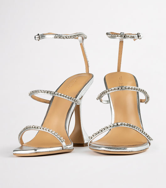 Silver / Metal Tony Bianco Shy Silver Nappa Metallic 10.5cm Bling Heels | ZILNQ16145