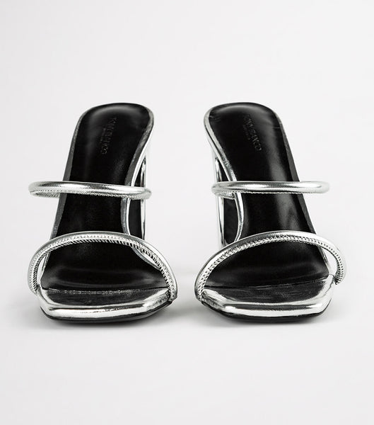 Silver Tony Bianco Florence Silver Foil 11cm Block Heels | AILDF19280