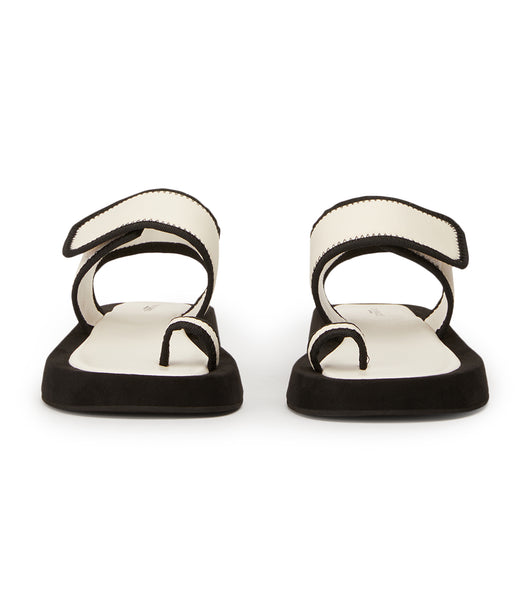 White / Black Tony Bianco Iso White/Black Neoprene 3.5cm Flat Sandals | ILZDE95397