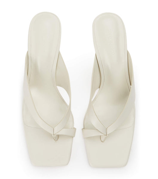 White Tony Bianco Clover Dove Nappa 8.5cm Block Heels | ZILMJ73098