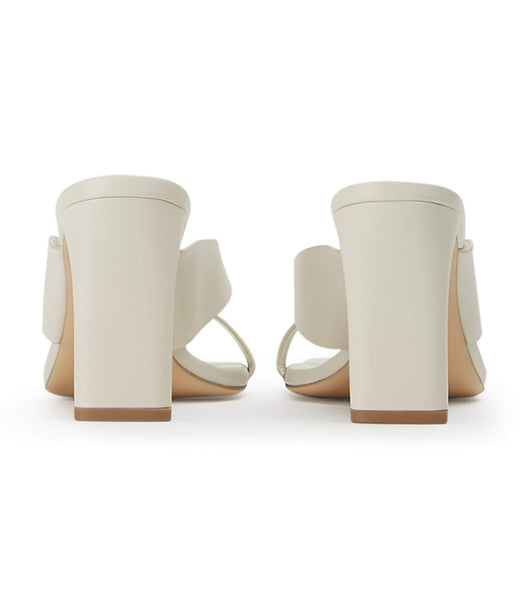 White Tony Bianco Clover Dove Nappa 8.5cm Block Heels | ZILMJ73098