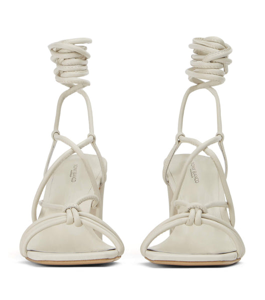 White Tony Bianco Cyndi Dove Nappa 8.5cm Block Heels | QILWA71959