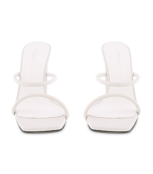 White Tony Bianco Florence Milk Capretto 11cm Block Heels | FILHY54265