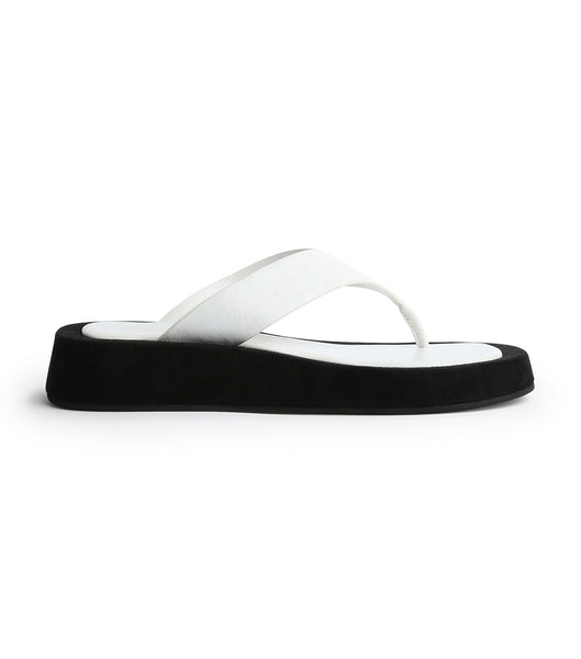 White Tony Bianco Ives Milk Capretto 3.5cm Flat Sandals | SILVO89513
