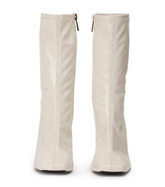 White Tony Bianco Remie Ecru Crinkle Patent 10.5cm Stiletto Boots | ILJBT14700