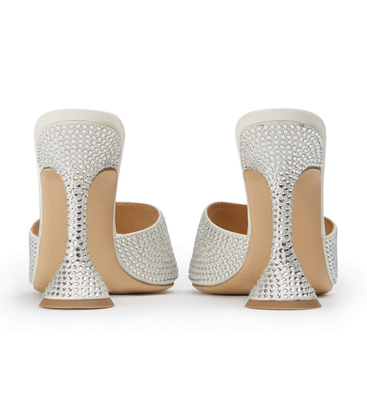 White Tony Bianco Serri Ivory Satin 10.5cm Stiletto Heels | BILSD91439