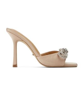 Beige Tony Bianco Franki Nude Satin 10.5cm Bling Heels | TILPQ74240