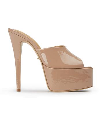 Beige Tony Bianco Jordyn Coco Patent 15cm Platform Shoes | BILSO44546