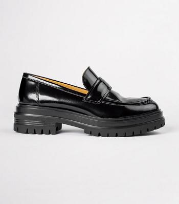 Black Tony Bianco Wiz Black Hi Shine 4.5cm Loafers | YILVQ73685