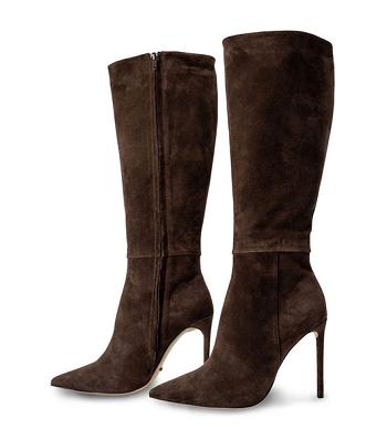 Chocolate Tony Bianco Apollo Espresso Suede 10.5cm Heeled Boots | ILQCS80586