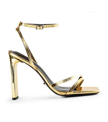 Gold Tony Bianco Fiance Gold Foil 11cm Strappy Heels | ILCIF63679