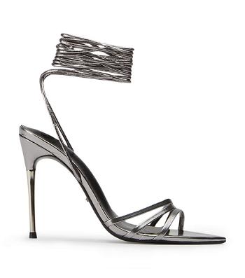 Grey Tony Bianco Mavis Gunmetal Glimmer 10.5cm Strappy Heels | ILXBR17127