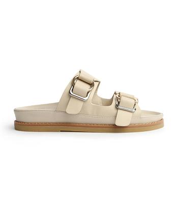 Light Yellow Tony Bianco Hunter Vanilla Capretto 3.5cm Slides | ILXMI63254