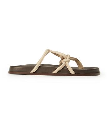 Light Yellow Tony Bianco Luelle Vanilla Nappa Flat Sandals | EILHC32403